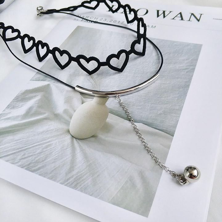 Cute black heart necklace SD02143
