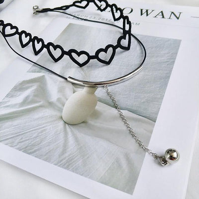 Cute black heart necklace SD02143