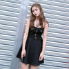 Black Shoulder-less Zipper Chain Strap Summer Dress SD01333