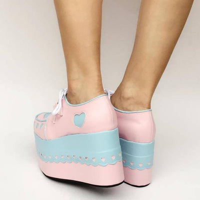 Harajuku Cute Heart Lace Platform Shoes SD00917