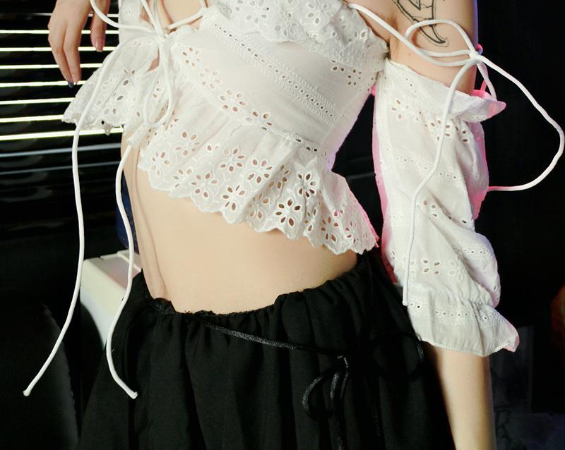 Summer White Flower Cross Strap Top SD1862