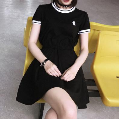Embroidered Ghost Black Dress SD00257