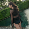 Korean Summer Black Mesh Three Piece Swimsuit SD01580