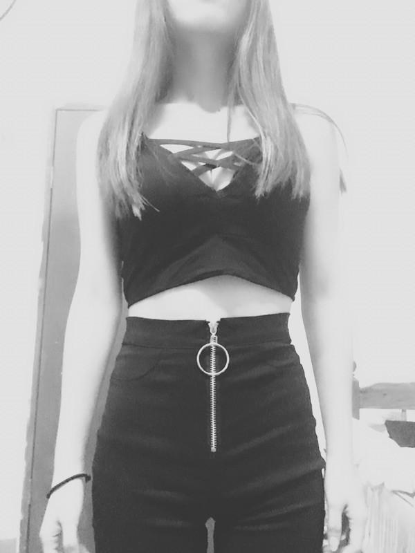 Dark black Punk Cross Straps Corset Top SD02273