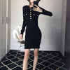 Korean Autumn Winter Button Slim Dress SD01288