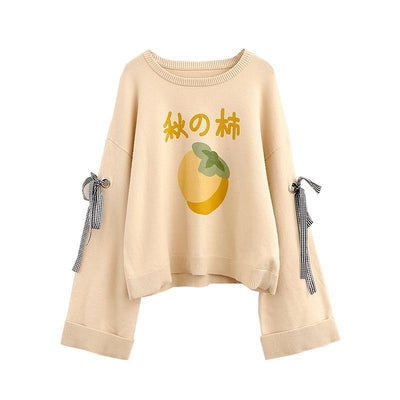 Japanese Kawaii Orange Print Sweater SD00765