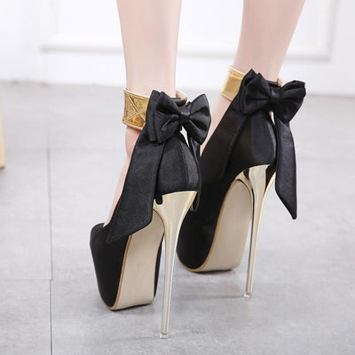 Fish Mouth Golden Straps High-Heels Shoes SD00155