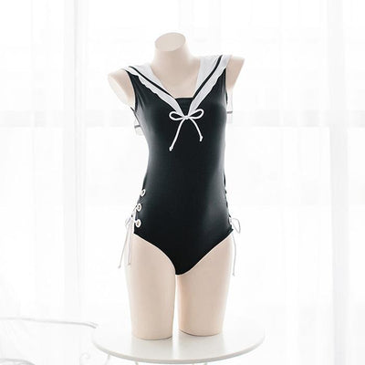 Black Summer Sailor One Piece Swimsuit SD01322