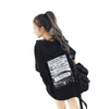 Korean Summer Fashion Black Loose Printed Hoodie T-shirt SD00921