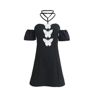 Butterfly Black Collar Dress SD00258