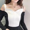 Sexy black and white strap dress SD00970