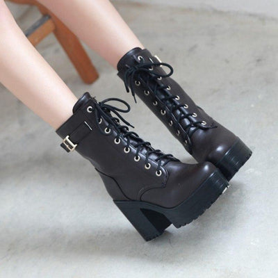 Korean Winter Thick Strap high-heeled boots Shoes SD01149