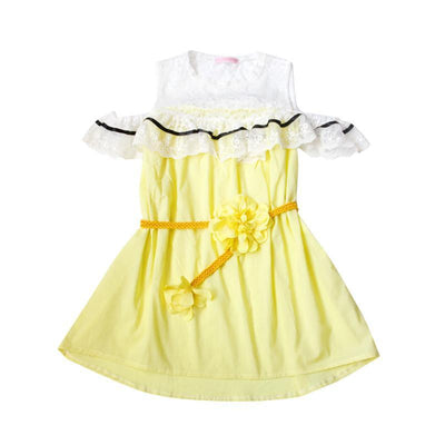 Korean cute yellow lace summer dress SD00938