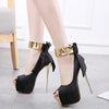 Fish Mouth Golden Straps High-Heels Shoes SD00155