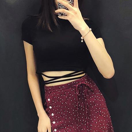 Black Waist Strap Top SD00131