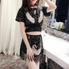 Chinese Cheongsam Style Bird Sakura Flowers Two Piece Set Top/Skirt SD01988