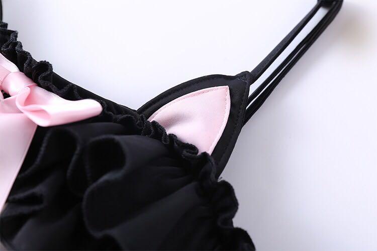 Black Cute Cat Ruffle Lace Swimsuit SD01842