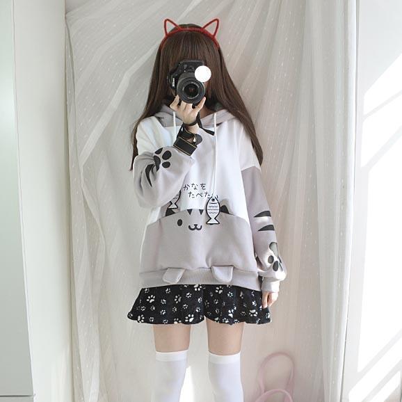 Japanese Cute Neko Cat Hoodie Sweater SD01343