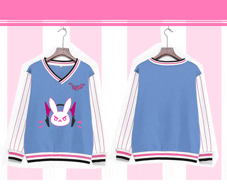 Overwatch DVA D.VA V-Neck Bunny Baseball Sweater SD01707