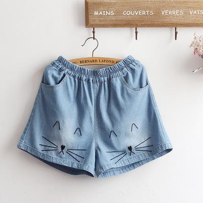 Japanese Summer Cat Denim Shorts SD01700