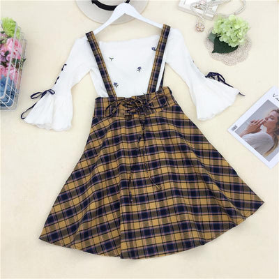 Korean plaited Suspenders skirt SD00651