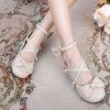 Japanese Lolita heart cross strap flat Bow Shoes SD01951