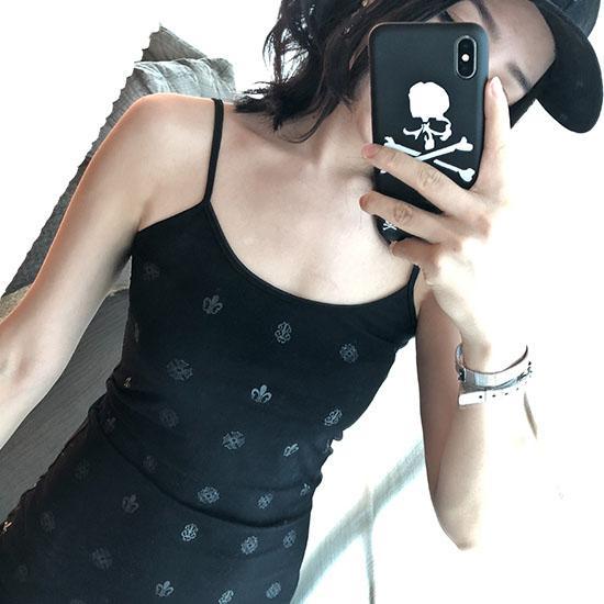 Black Printed Slim Thin Summer Dress SD01397