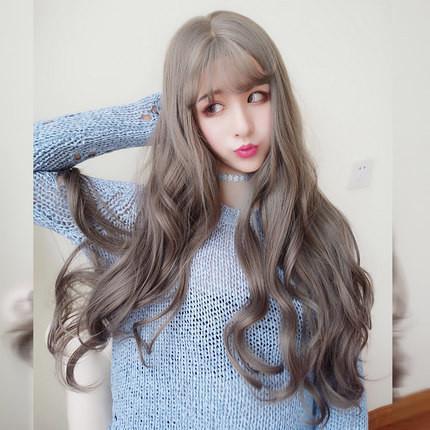 Harajuku Long Wave Curly Brown Grey Wig SD00638