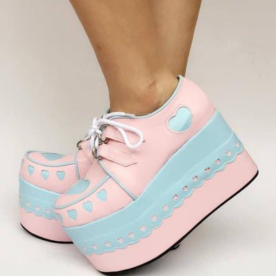 Harajuku Cute Heart Lace Platform Shoes SD00917