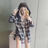 Korean Fashion Plaid Hoodie Jacket SD00944