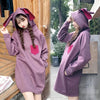 Purple cute bunny hoodie sweater dress SD01052