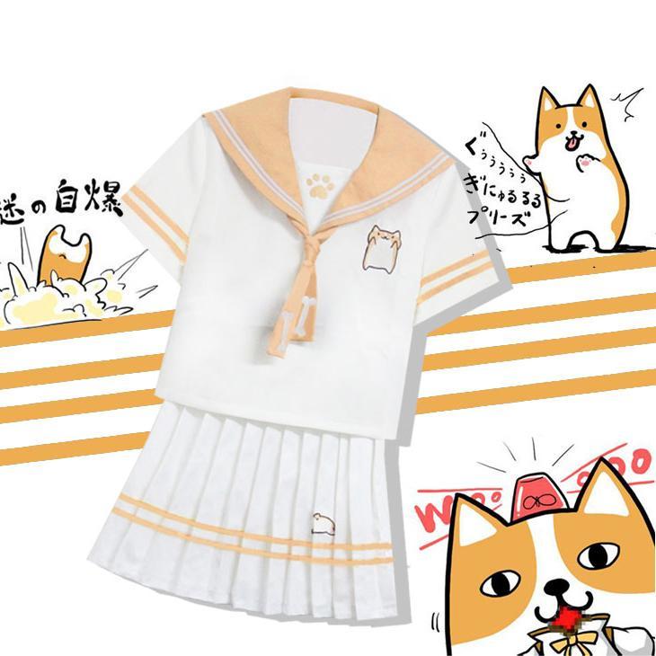 Japanese kawaii doge school uniform t-shirt/skirt SD01008