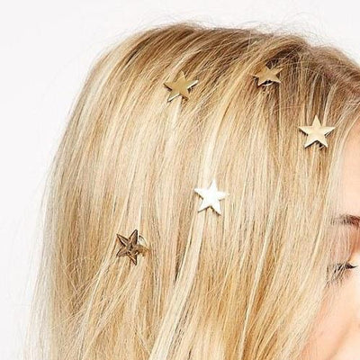 5 Golden Star Hair Clips SD00466