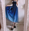 Japanese harajuku galaxy stars gradient blue long dress SD02468