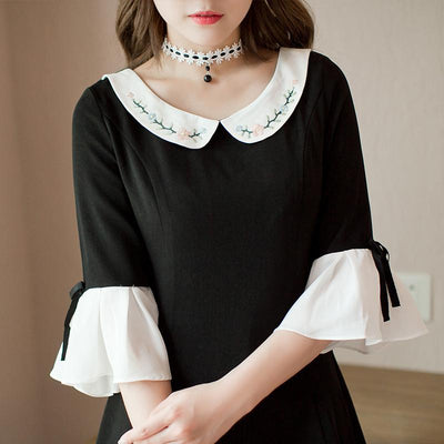 Japanese sweet black embroidered dress SD00666