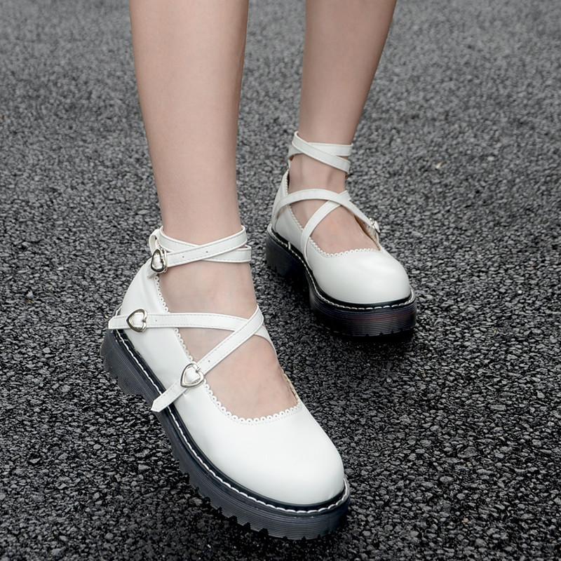 Japanese Lolita Strap heart Lace Shoes SD01943