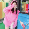 Korean Warm Pink Loose Lotus Long Sweater Dress SD01556