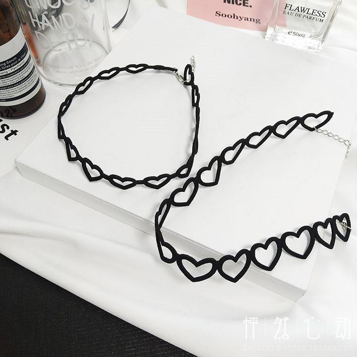 Cute black heart necklace SD02143