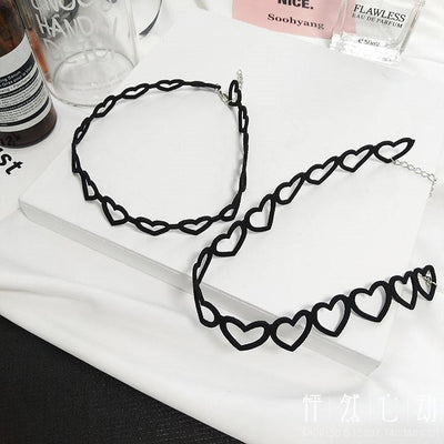 Cute black heart necklace SD02143