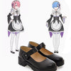 Rem and Ram Black Flat Shoes Cosplay Costume Accessory ReZero Re:Zero SD00909