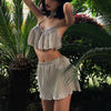 Silver 3 Piece Swimsuit Swim Suit SD00122