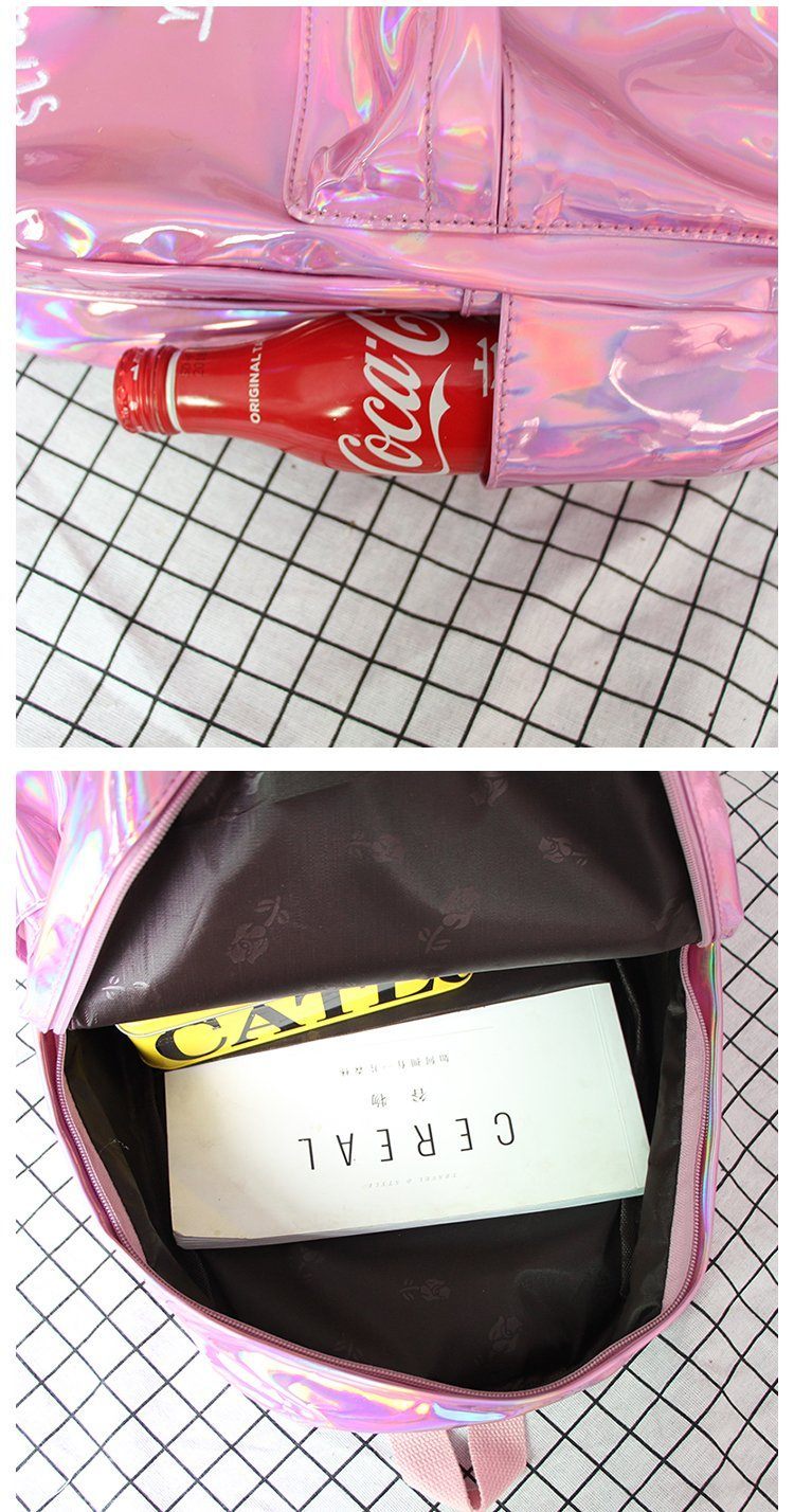 Japanese Harajuku Holo Holographic Iridescent Strawberry Milk Backpack SD01728