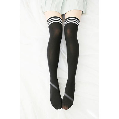 Striped Casual School Thigh High Tights Socks SD00285