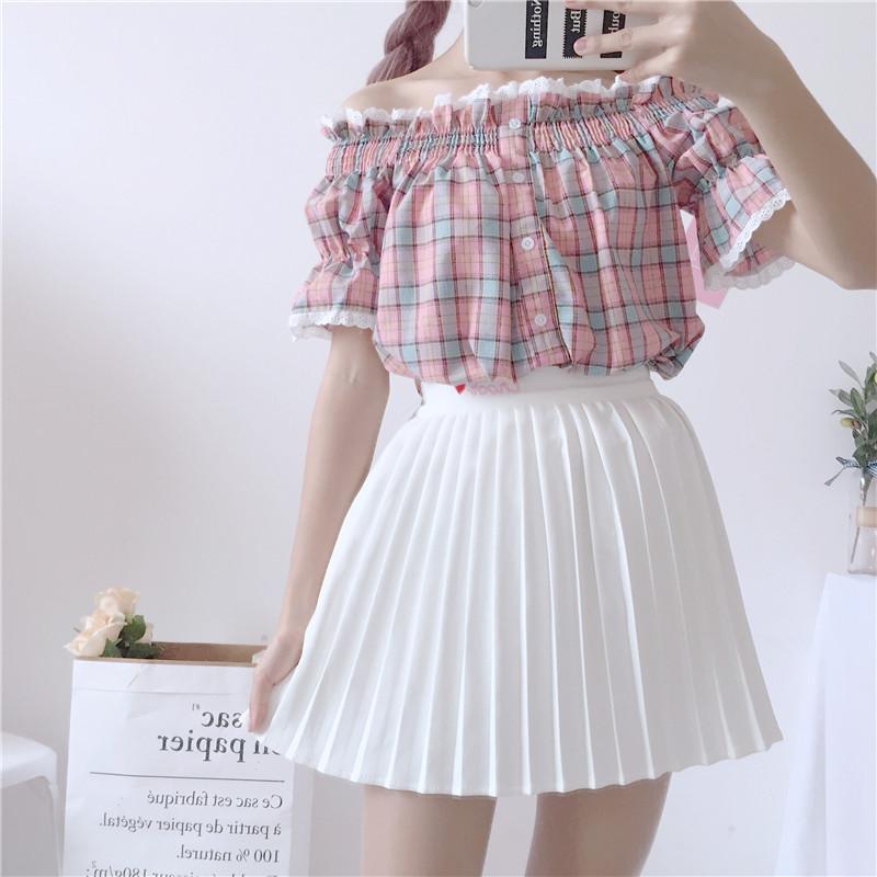 Plaid Pumpkin Sleeve Blouse Shirt SD00256