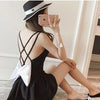 Strappy Cute Bow Black One Piece Swimsuit Swim Suit Dress SD01327