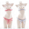 Plaid Red/Blue Pearl Bow 2 Piece Lingerie Set SD00064