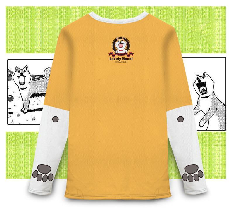 Shiba Inu Muco and Komatsu-san Comic Print Long-sleeved Long-shirt SD01868