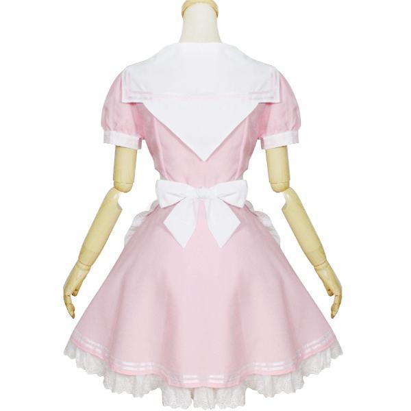 Japanese pink and white bow tie maid dress SD00877