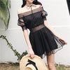 Black Mesh Thin Waist Dress SD00148