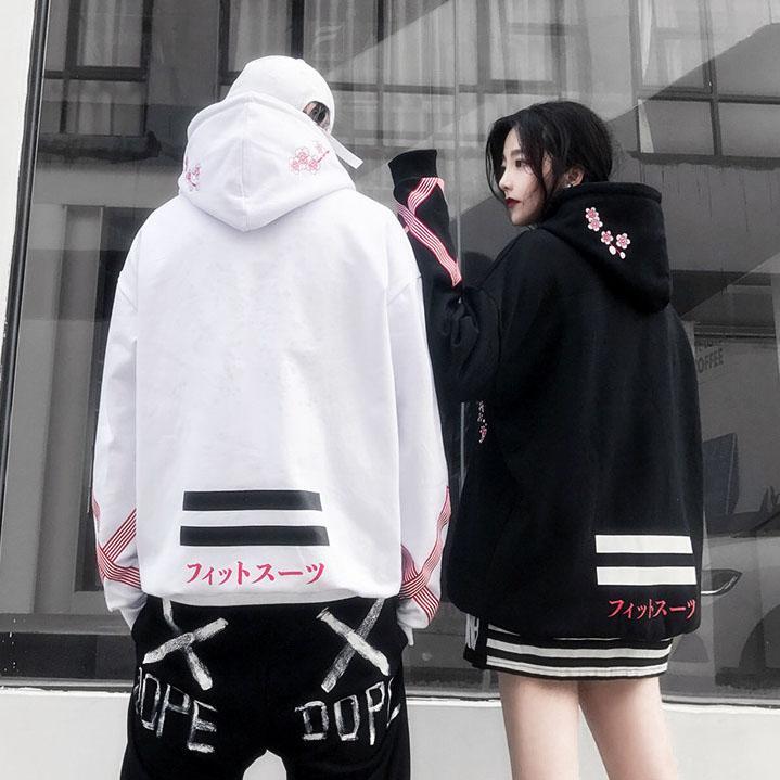 Cherry Blossom Stork Loose Hoodie Sweater SD00289
